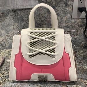 NWT Steve Madden BWillson Pink White Mini Satchel Crossbody Bag